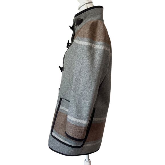 NWT Veronica Beard Flint Toggle Twill Dickey Striped Wool Duffle Pea Coat Size M - Picture 9 of 12
